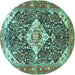 Round Medallion Turquoise Traditional Rug, tr561turq