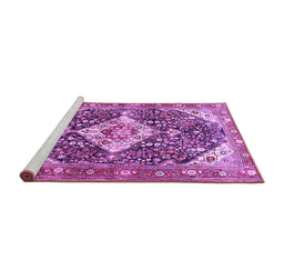 Sideview of Machine Washable Medallion Purple Traditional Area Rugs, wshtr561pur