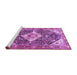 Sideview of Machine Washable Medallion Purple Traditional Area Rugs, wshtr561pur