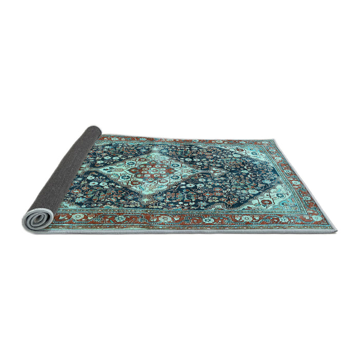 Sideview of Medallion Light Blue Traditional Rug, tr561lblu