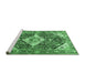 Sideview of Machine Washable Medallion Emerald Green Traditional Area Rugs, wshtr561emgrn