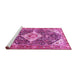 Sideview of Machine Washable Medallion Pink Traditional Rug, wshtr561pnk