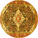 Round Medallion Yellow Traditional Rug, tr561yw