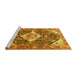 Sideview of Machine Washable Medallion Yellow Traditional Rug, wshtr561yw