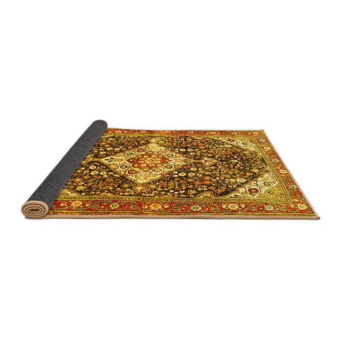 Sideview of Medallion Yellow Traditional Rug, tr561yw