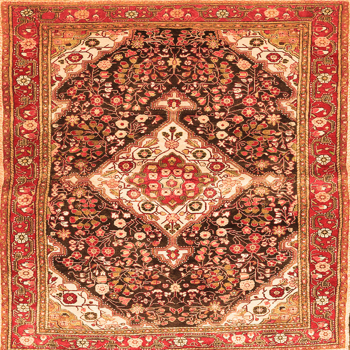 Serging Thickness of Medallion Orange Traditional Rug, tr561org
