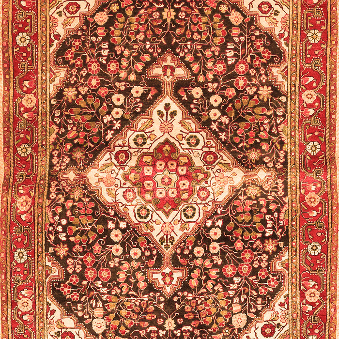 Serging Thickness of Machine Washable Medallion Orange Traditional Area Rugs, wshtr561org
