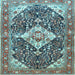 Square Medallion Light Blue Traditional Rug, tr561lblu