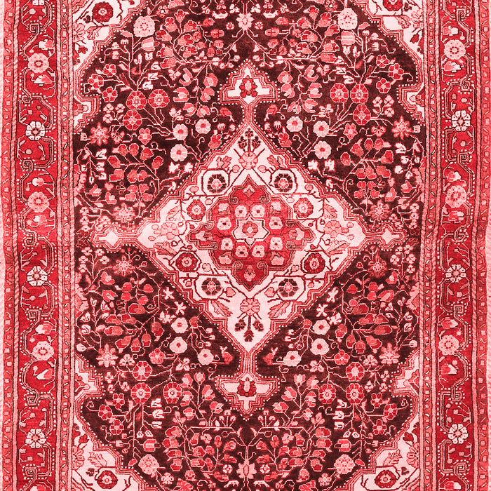 Machine Washable Medallion Red Traditional Rug, wshtr561red