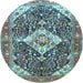 Round Medallion Light Blue Traditional Rug, tr561lblu