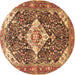 Round Medallion Brown Traditional Rug, tr561brn