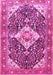 Machine Washable Medallion Pink Traditional Rug, wshtr561pnk