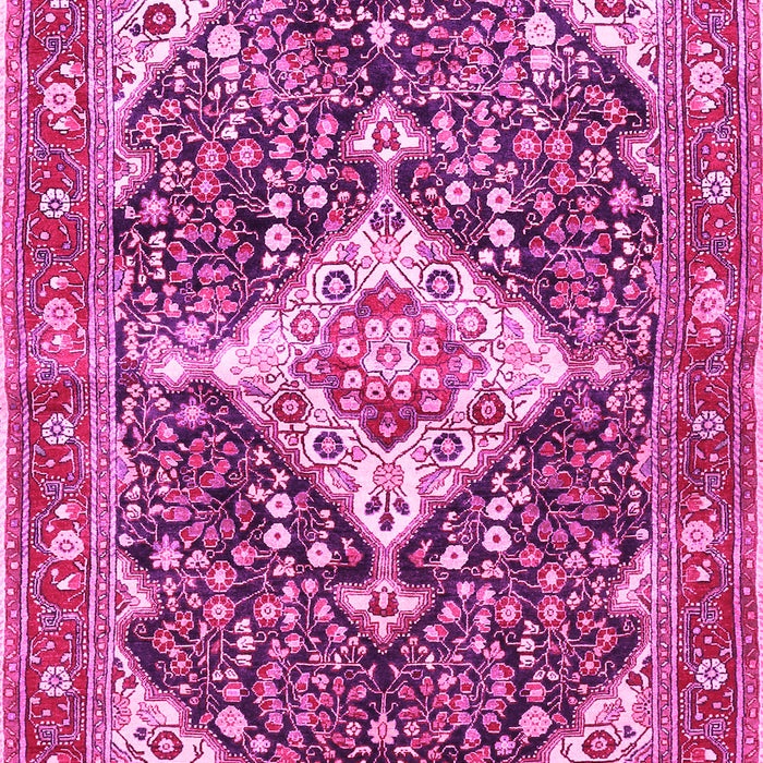 Machine Washable Medallion Pink Traditional Rug, wshtr561pnk
