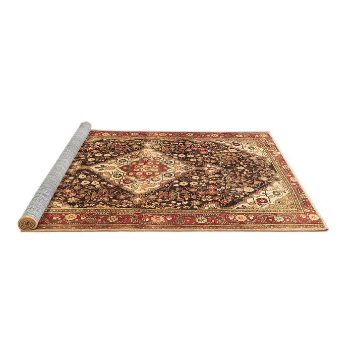 Sideview of Machine Washable Medallion Brown Traditional Rug, wshtr561brn