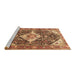 Sideview of Machine Washable Medallion Brown Traditional Rug, wshtr561brn