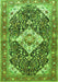 Serging Thickness of Machine Washable Medallion Green Traditional Area Rugs, wshtr561grn