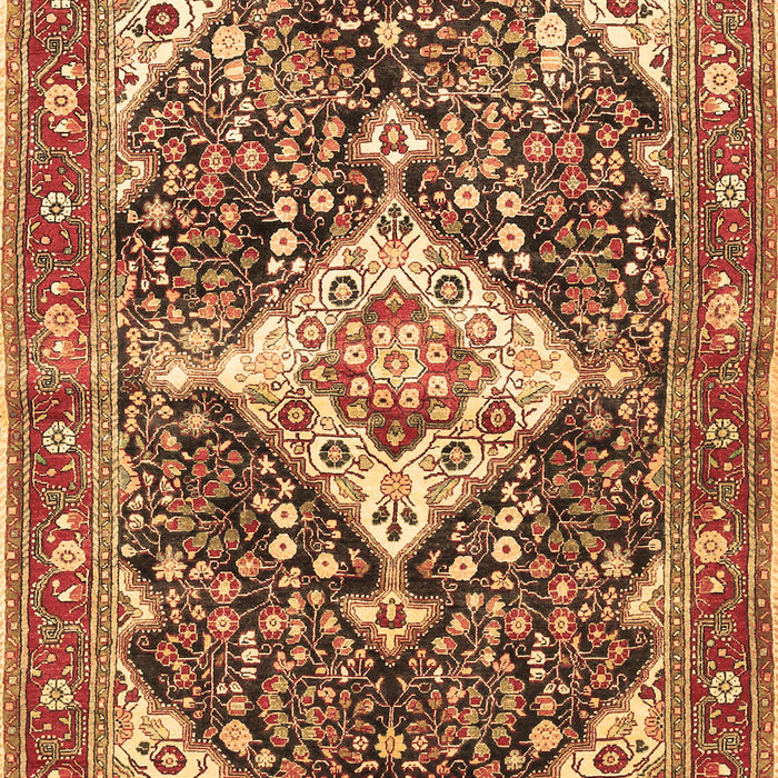 Machine Washable Medallion Brown Traditional Rug, wshtr561brn