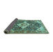 Sideview of Medallion Turquoise Traditional Rug, tr561turq