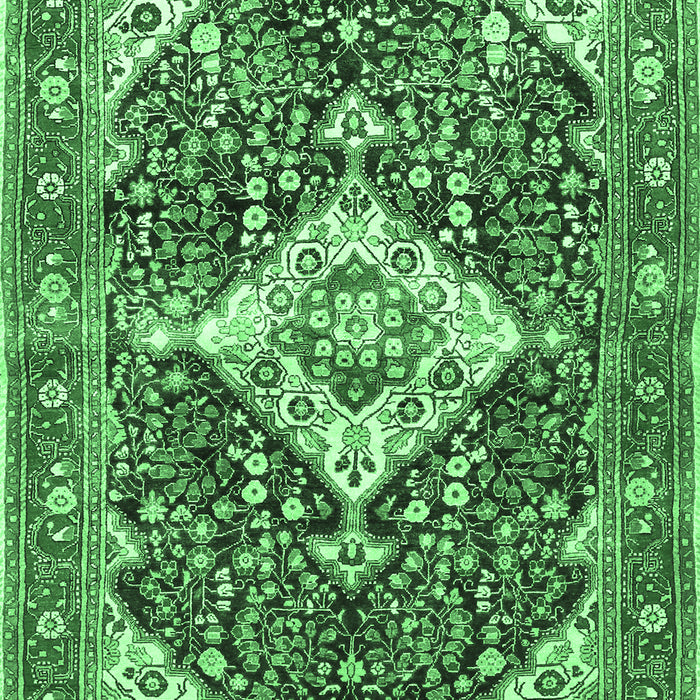Machine Washable Medallion Emerald Green Traditional Area Rugs, wshtr561emgrn