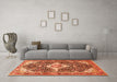 Machine Washable Medallion Orange Traditional Area Rugs in a Living Room, wshtr561org