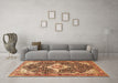 Machine Washable Medallion Brown Traditional Rug in a Living Room,, wshtr561brn