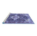 Sideview of Machine Washable Medallion Blue Traditional Rug, wshtr561blu