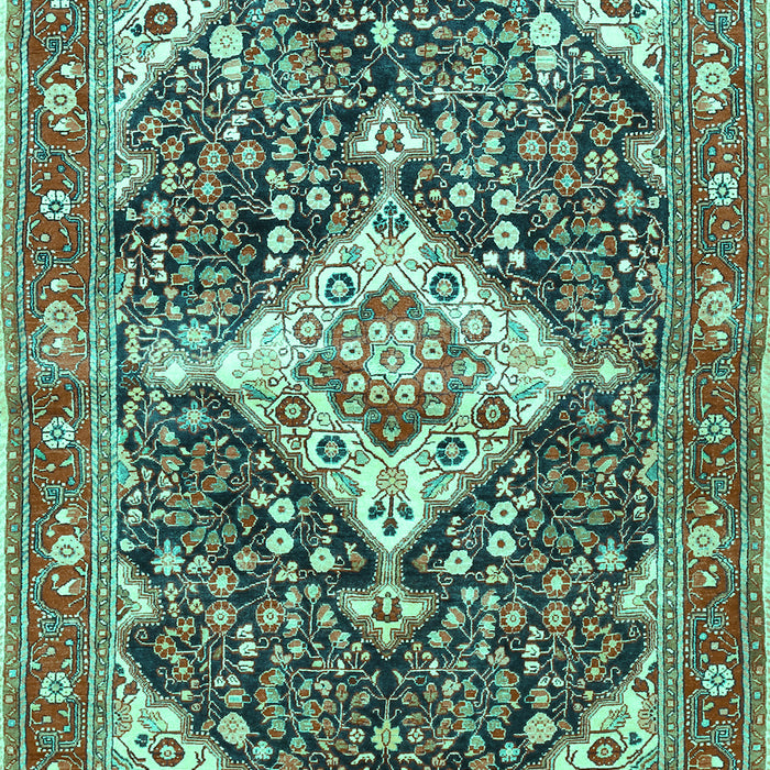 Machine Washable Medallion Turquoise Traditional Area Rugs, wshtr561turq