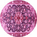 Round Medallion Pink Traditional Rug, tr562pnk