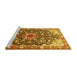 Sideview of Machine Washable Medallion Yellow Traditional Rug, wshtr562yw