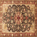 Square Medallion Brown Traditional Rug, tr562brn