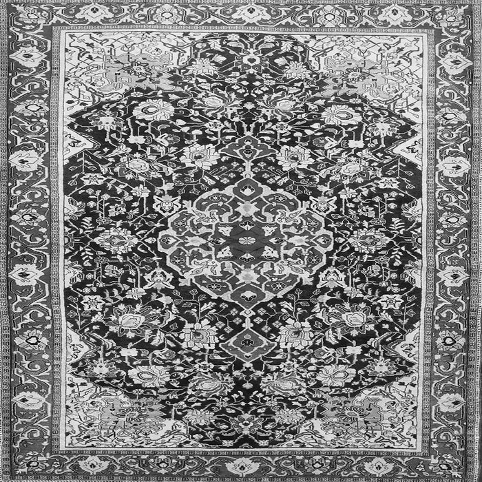 Round Machine Washable Medallion Gray Traditional Rug, wshtr562gry