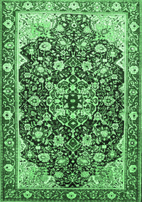 Medallion Emerald Green Traditional Rug, tr562emgrn