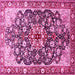 Square Machine Washable Medallion Pink Traditional Rug, wshtr562pnk