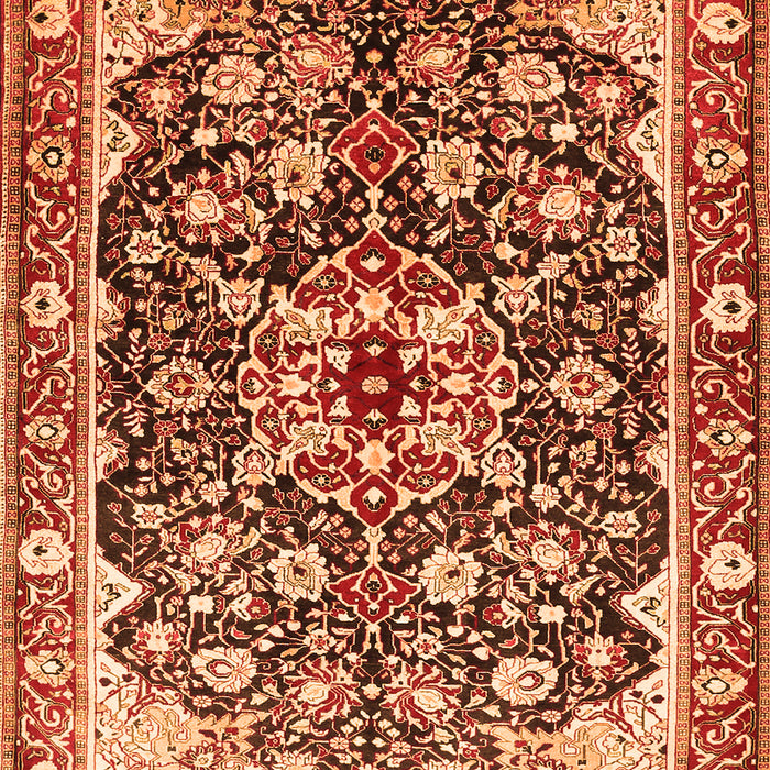 Serging Thickness of Machine Washable Medallion Orange Traditional Area Rugs, wshtr562org