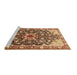 Sideview of Machine Washable Medallion Brown Traditional Rug, wshtr562brn