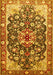 Machine Washable Medallion Yellow Traditional Rug, wshtr562yw