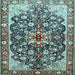 Square Medallion Light Blue Traditional Rug, tr562lblu