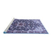 Sideview of Machine Washable Medallion Blue Traditional Rug, wshtr562blu