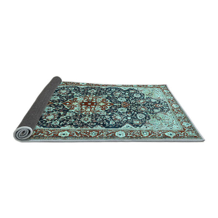 Sideview of Medallion Light Blue Traditional Rug, tr562lblu