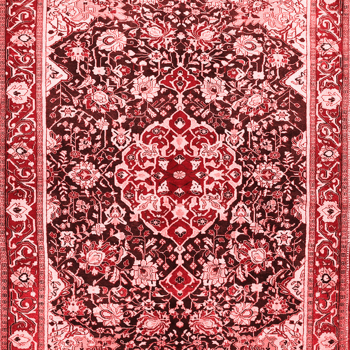 Machine Washable Medallion Red Traditional Rug, wshtr562red