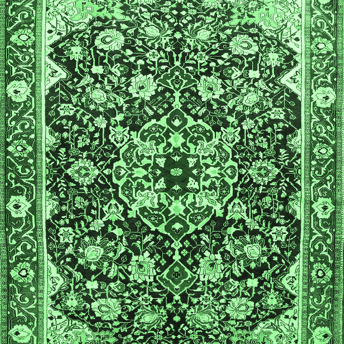 Machine Washable Medallion Emerald Green Traditional Area Rugs, wshtr562emgrn