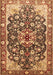 Machine Washable Medallion Brown Traditional Rug, wshtr562brn