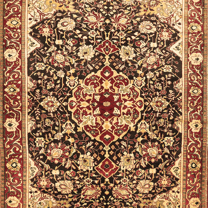 Machine Washable Medallion Brown Traditional Rug, wshtr562brn