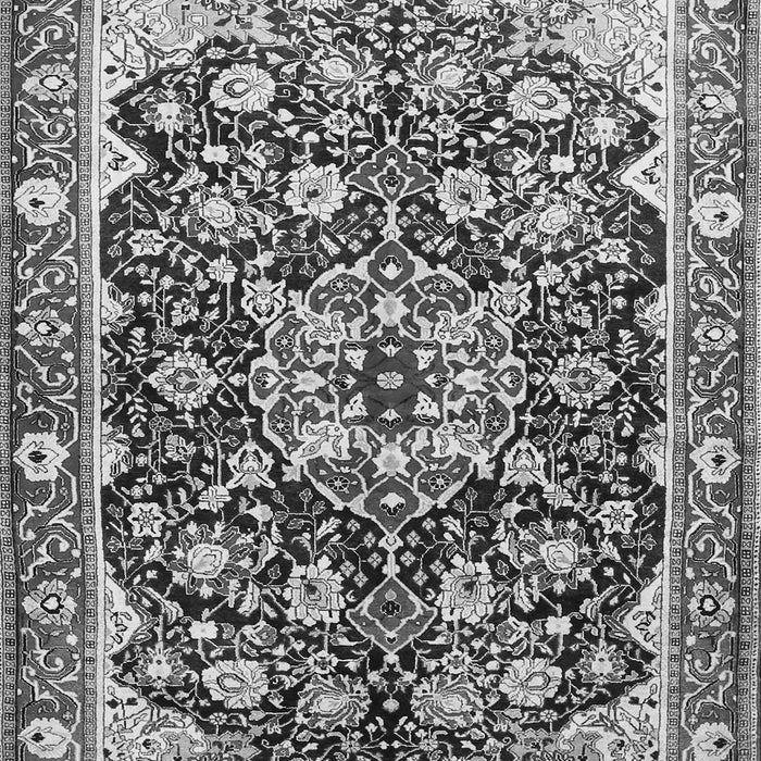 Serging Thickness of Machine Washable Medallion Gray Traditional Rug, wshtr562gry