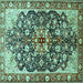 Square Medallion Turquoise Traditional Rug, tr562turq