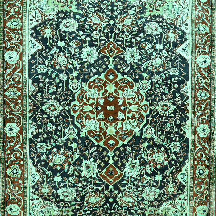 Machine Washable Medallion Turquoise Traditional Area Rugs, wshtr562turq