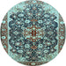 Round Medallion Light Blue Traditional Rug, tr562lblu