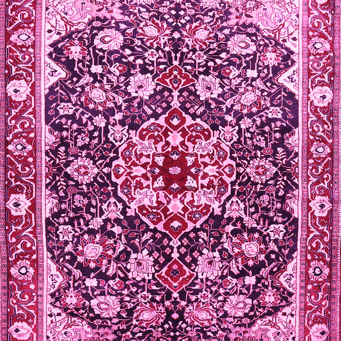 Machine Washable Medallion Pink Traditional Rug, wshtr562pnk