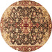 Round Medallion Brown Traditional Rug, tr562brn