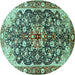 Round Medallion Turquoise Traditional Rug, tr562turq